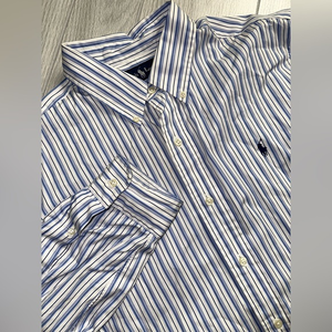 Ralph Lauren Classic Fit Blue White Striped Long Sleeve Shirt Blue Pony‎ XL